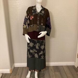 Donna Jessica Nothing Matches Mixed Media Jacket Skirt Set Size 1/Medium